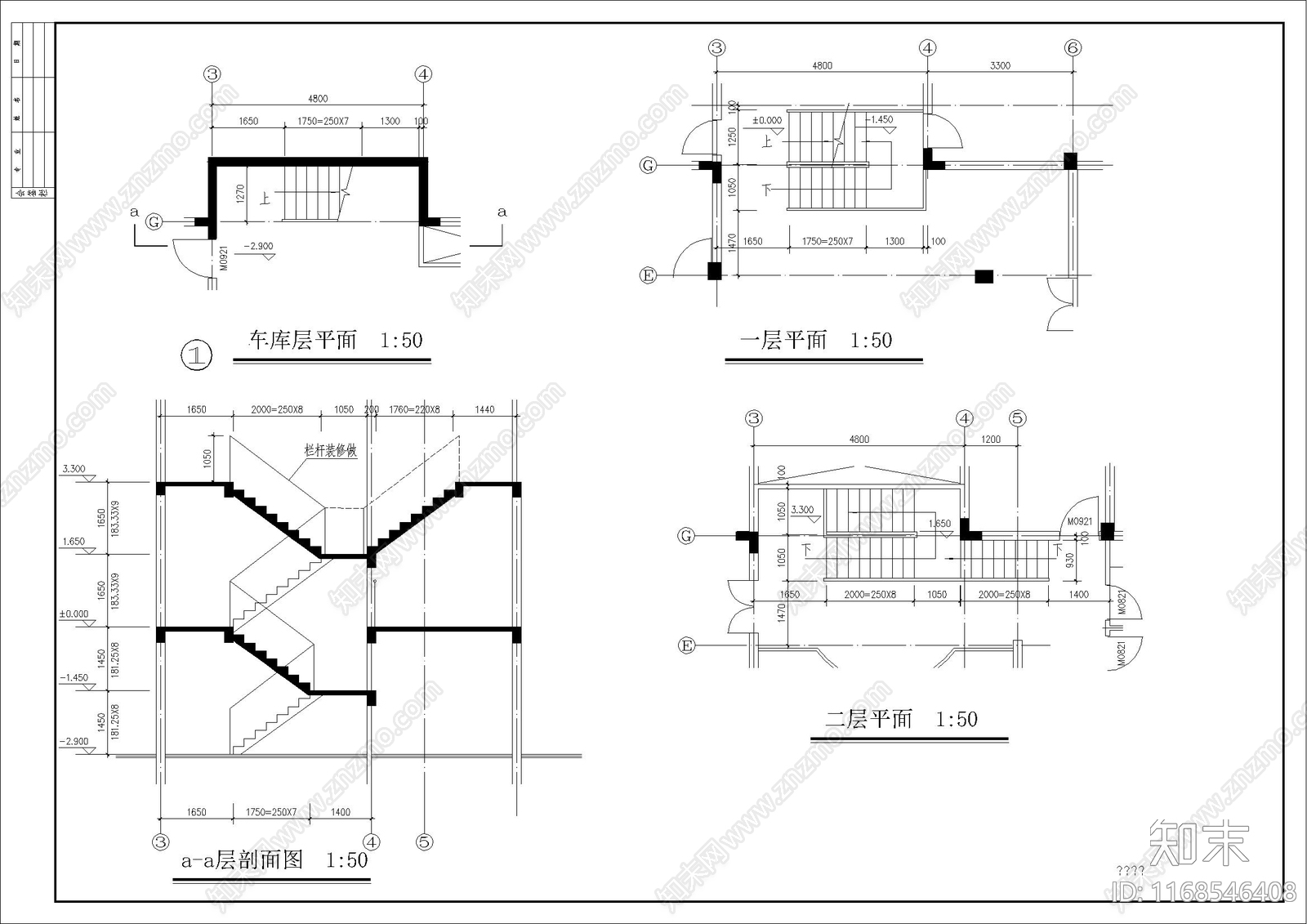 美式欧式别墅建筑cad施工图下载【ID:1168546408】