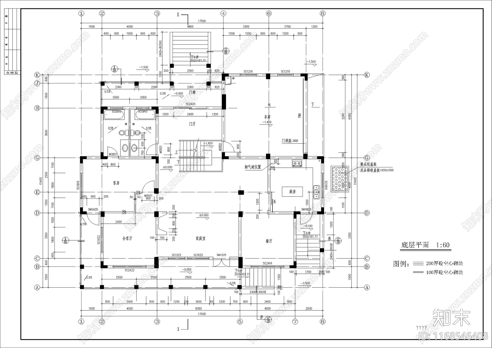 美式欧式别墅建筑cad施工图下载【ID:1168546408】