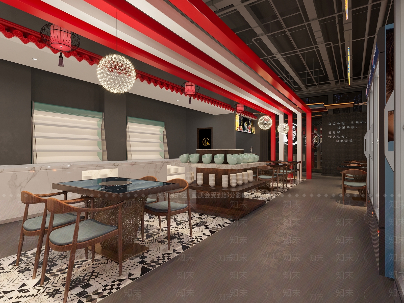新中式中式火锅店3D模型下载【ID:1168546980】