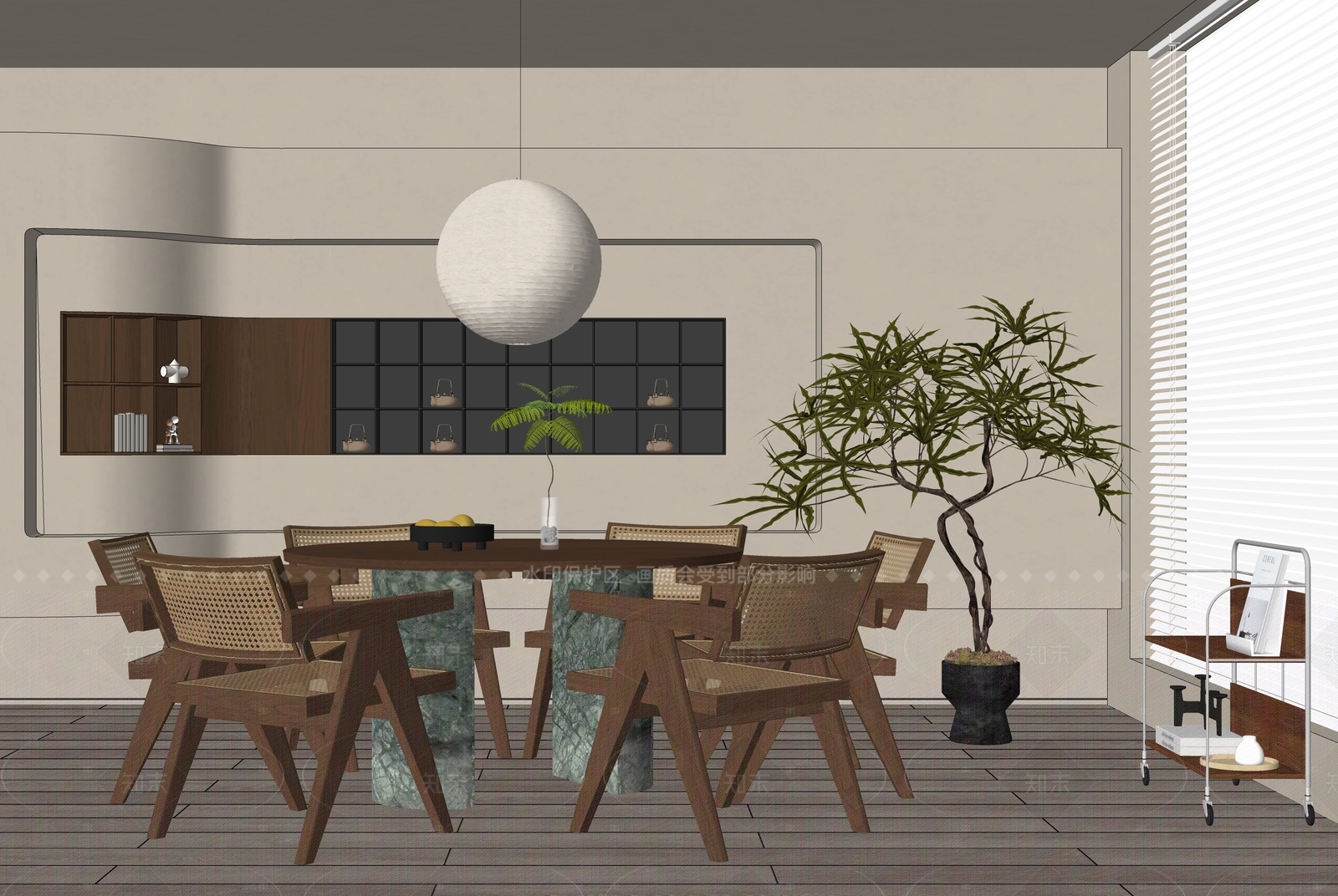 侘寂家居餐厅SU模型下载【ID:1216037991】