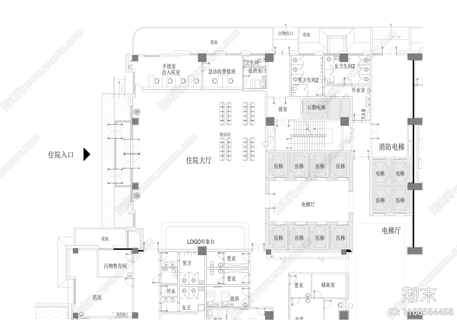 现代医院cad施工图下载【ID:1168564498】