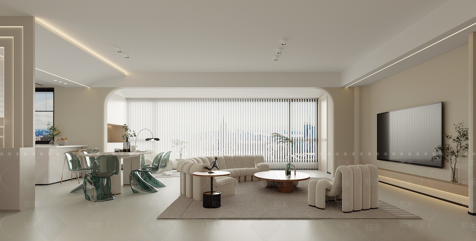 奶油开放式厨房3D模型下载【ID:1214695275】