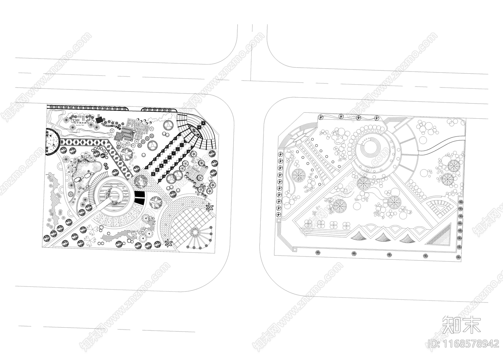 现代公园景观cad施工图下载【ID:1168578942】