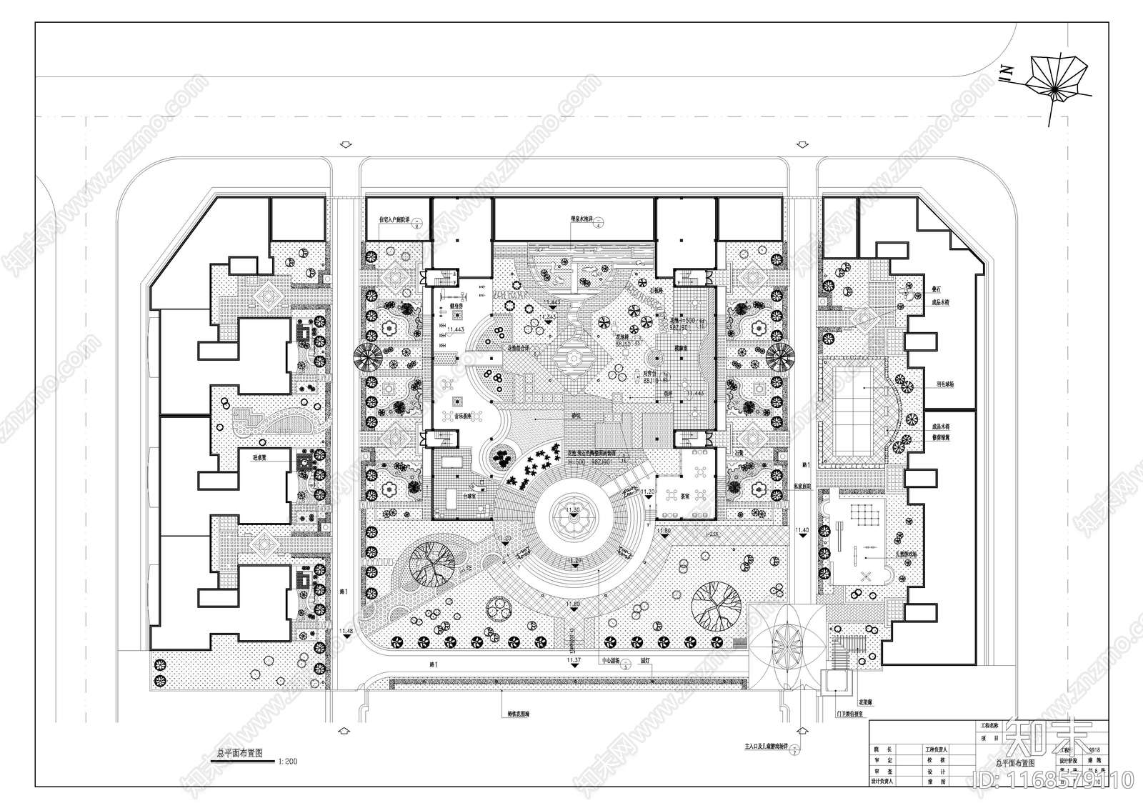 现代公园景观cad施工图下载【ID:1168579110】