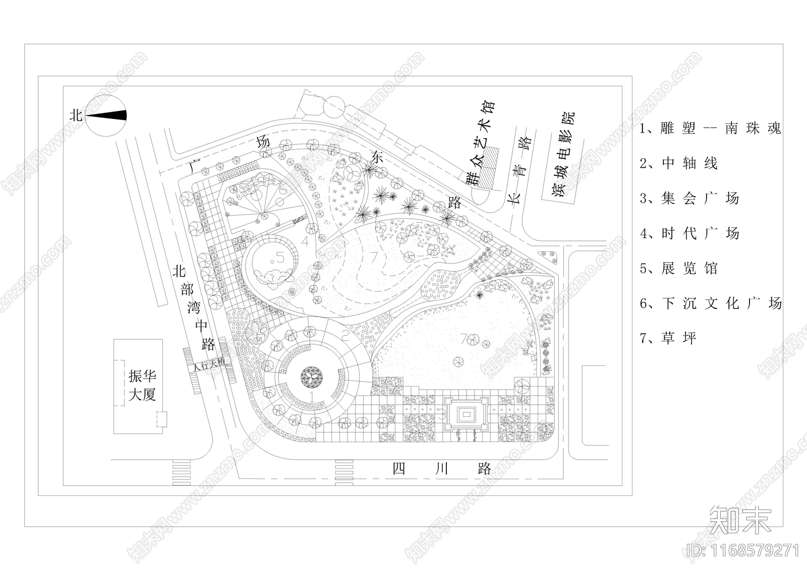 现代公园景观cad施工图下载【ID:1168579271】