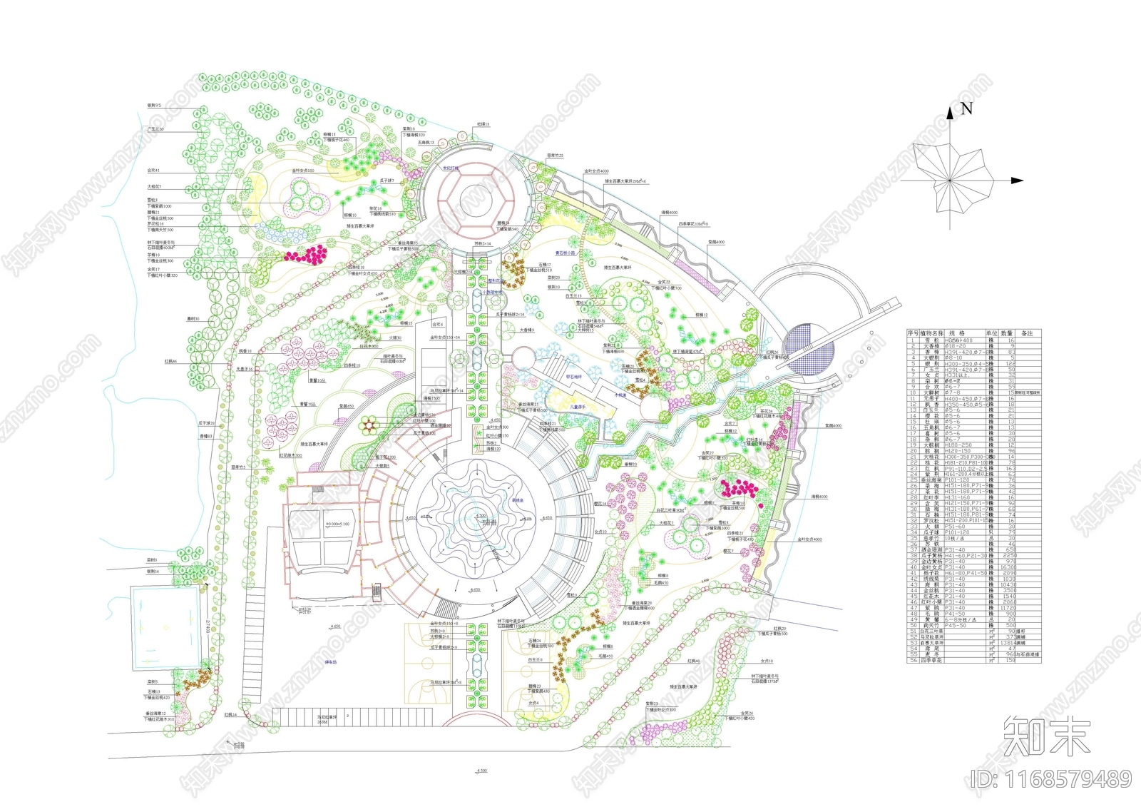 现代公园景观cad施工图下载【ID:1168579489】