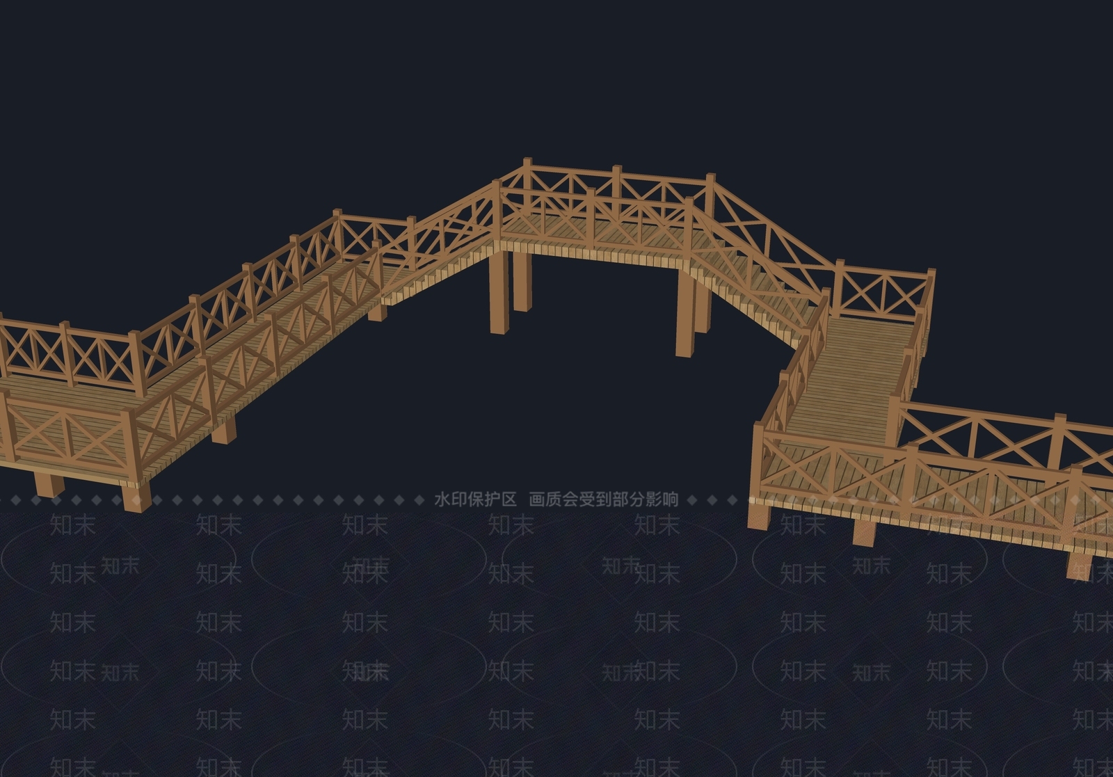 现代新中式景观桥SU模型下载【ID:1168581957】