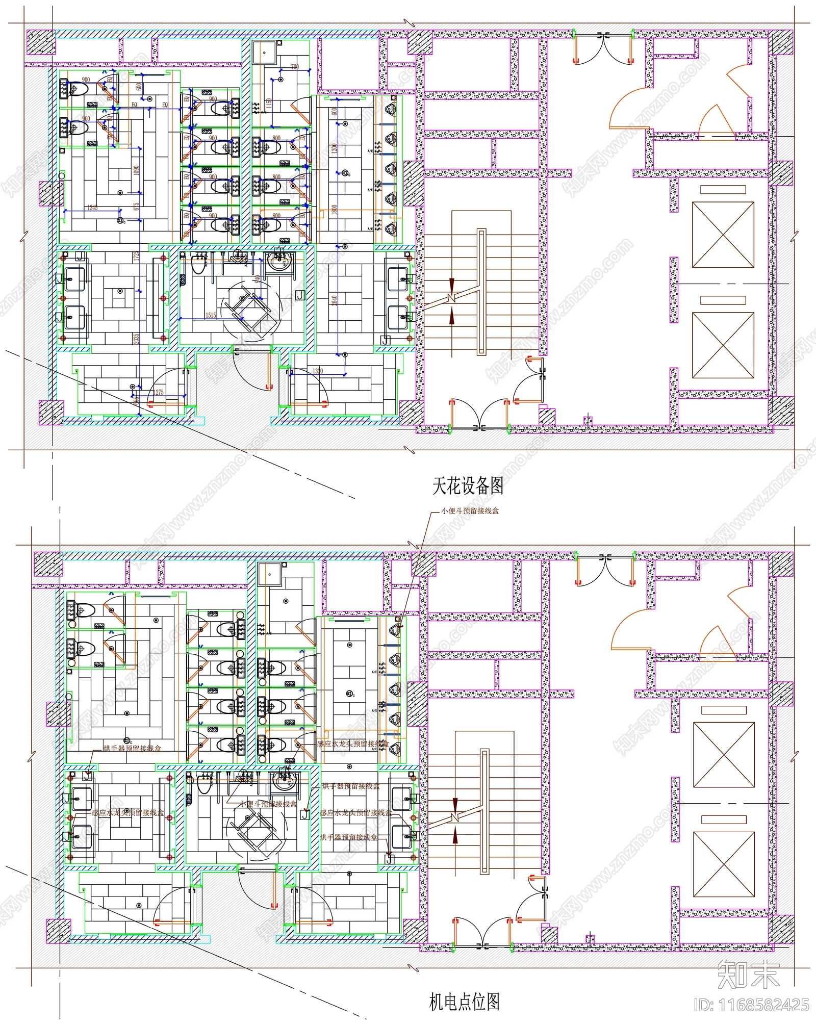 现代公共卫生间cad施工图下载【ID:1168582425】