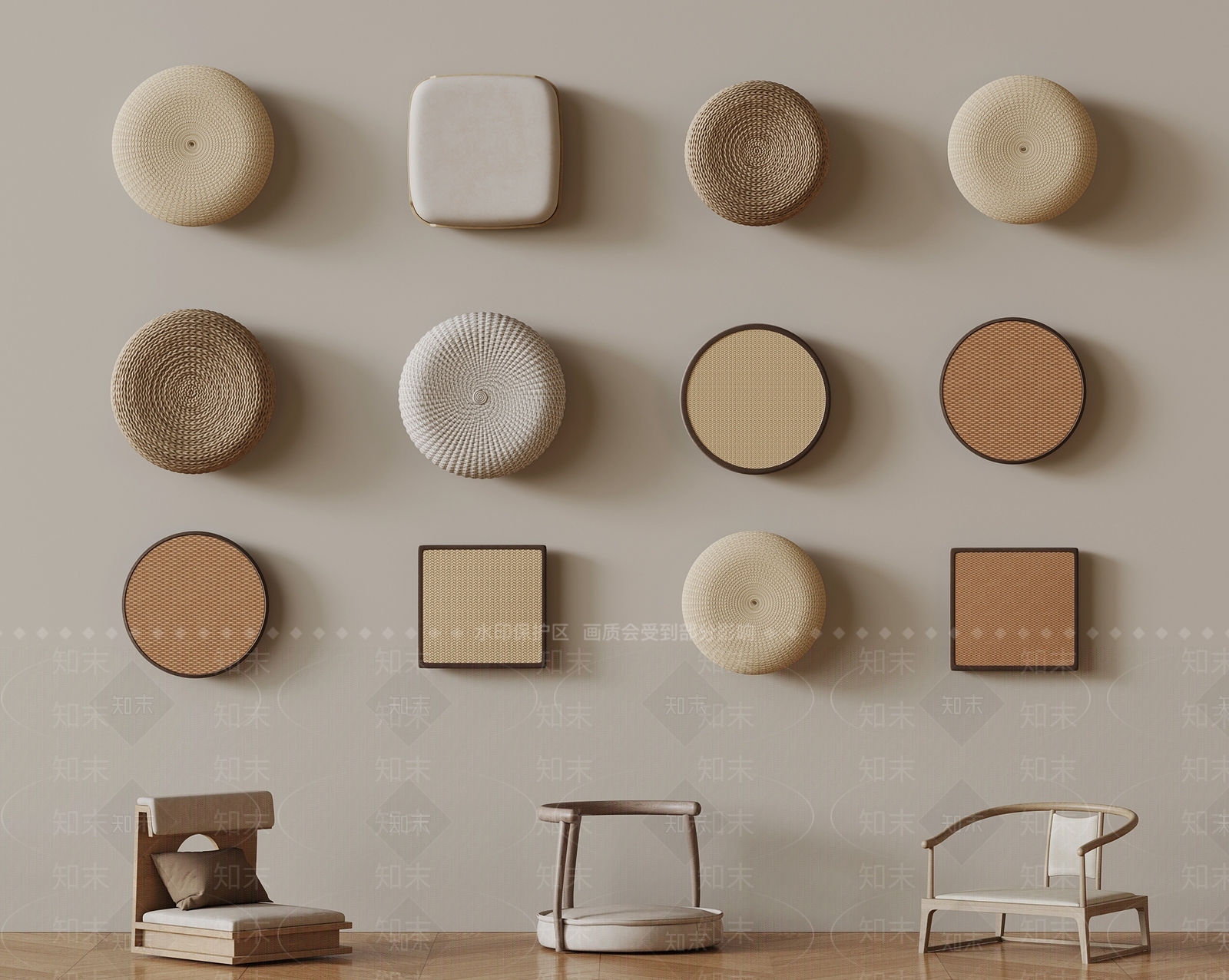 新中式坐垫SU模型下载【ID:1168582571】
