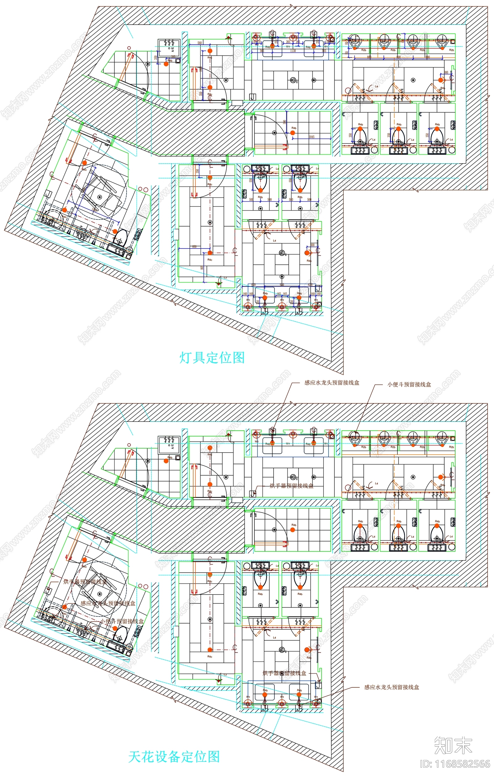 现代公共卫生间cad施工图下载【ID:1168582566】