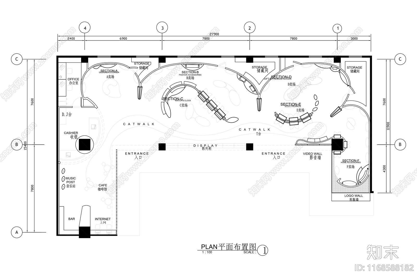 现代展厅cad施工图下载【ID:1168588182】