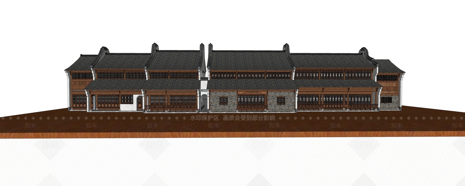 中式古建筑SU模型下载【ID:1168589430】