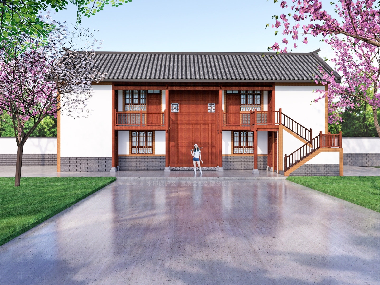 现代新中式驿站SU模型下载【ID:1168589721】