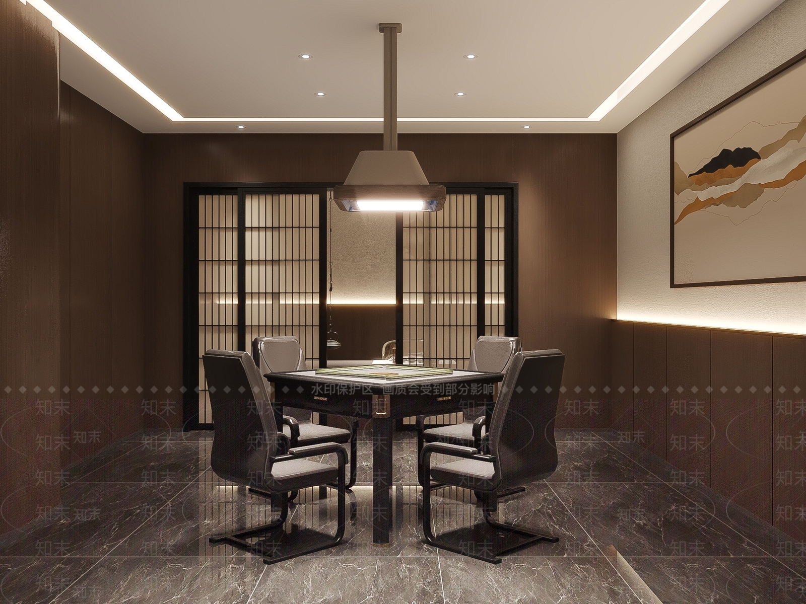 新中式现代棋牌室3D模型下载【ID:1168591734】