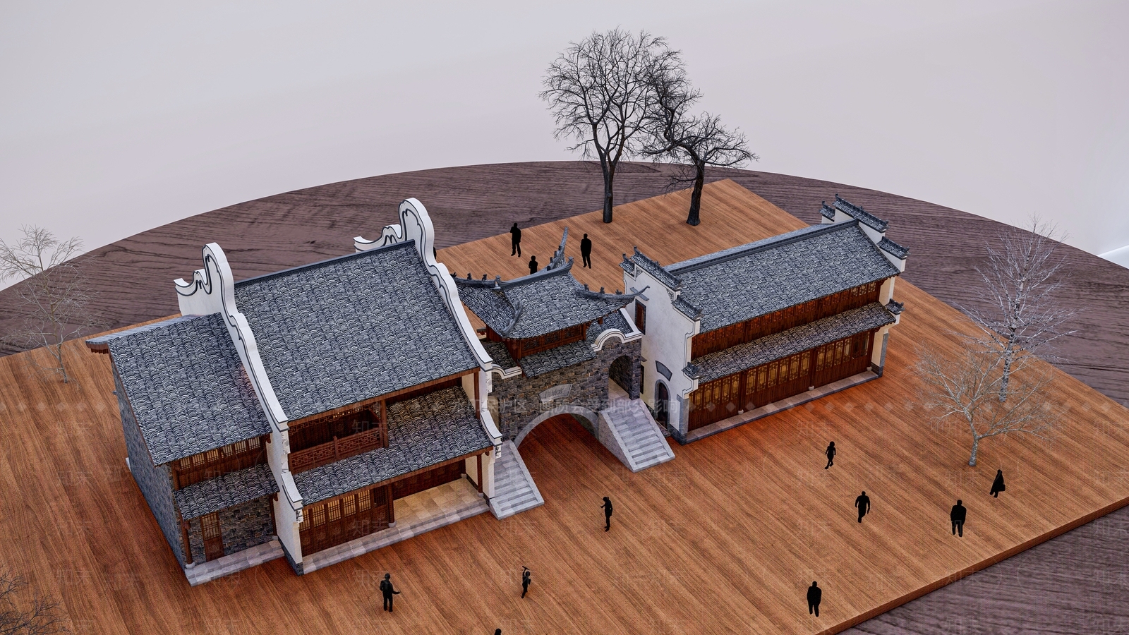 中式古建筑SU模型下载【ID:1168592440】