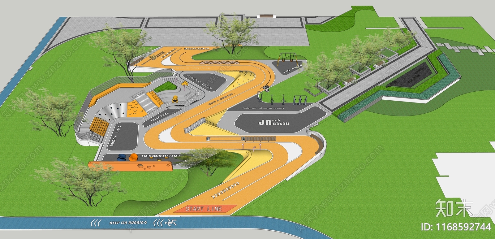 现代儿童游乐区SU模型下载【ID:1168592744】
