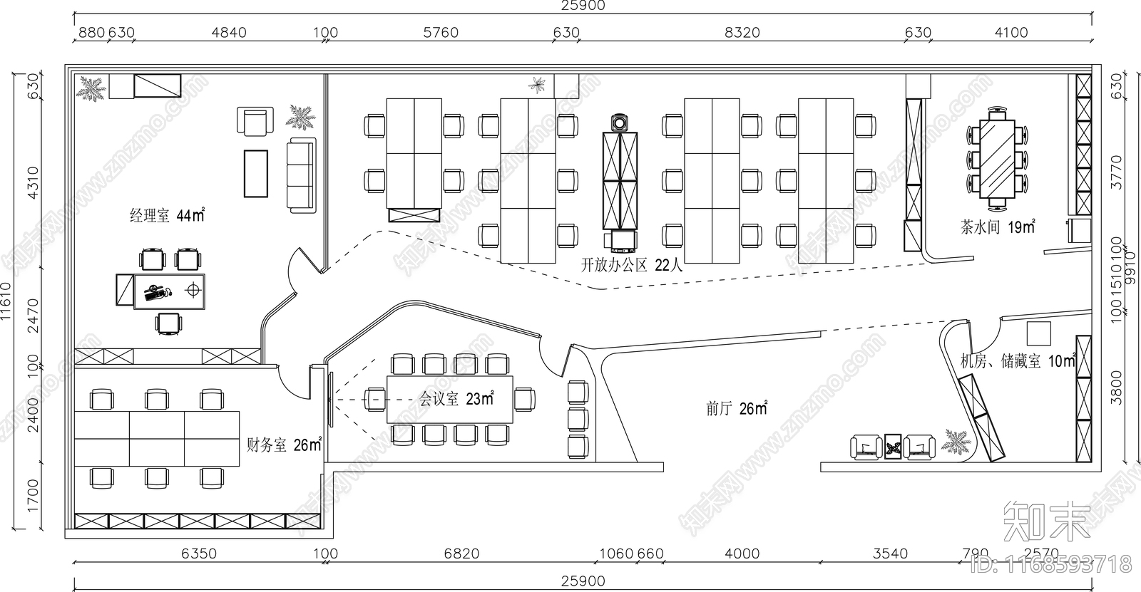 现代办公室cad施工图下载【ID:1168593718】