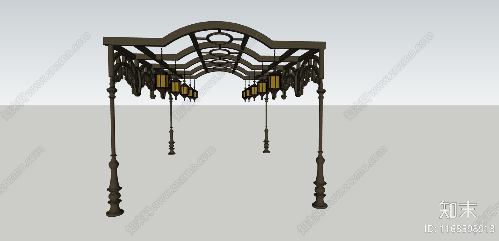 法式欧式廊架SU模型下载【ID:1168598913】