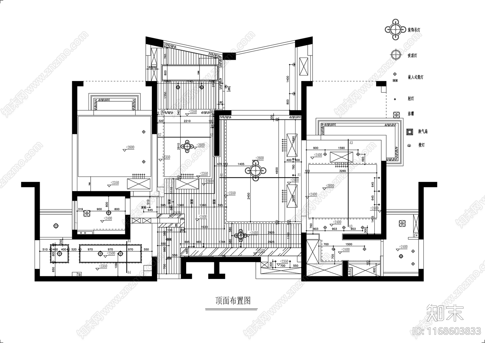 现代轻奢整体家装空间cad施工图下载【ID:1168603833】