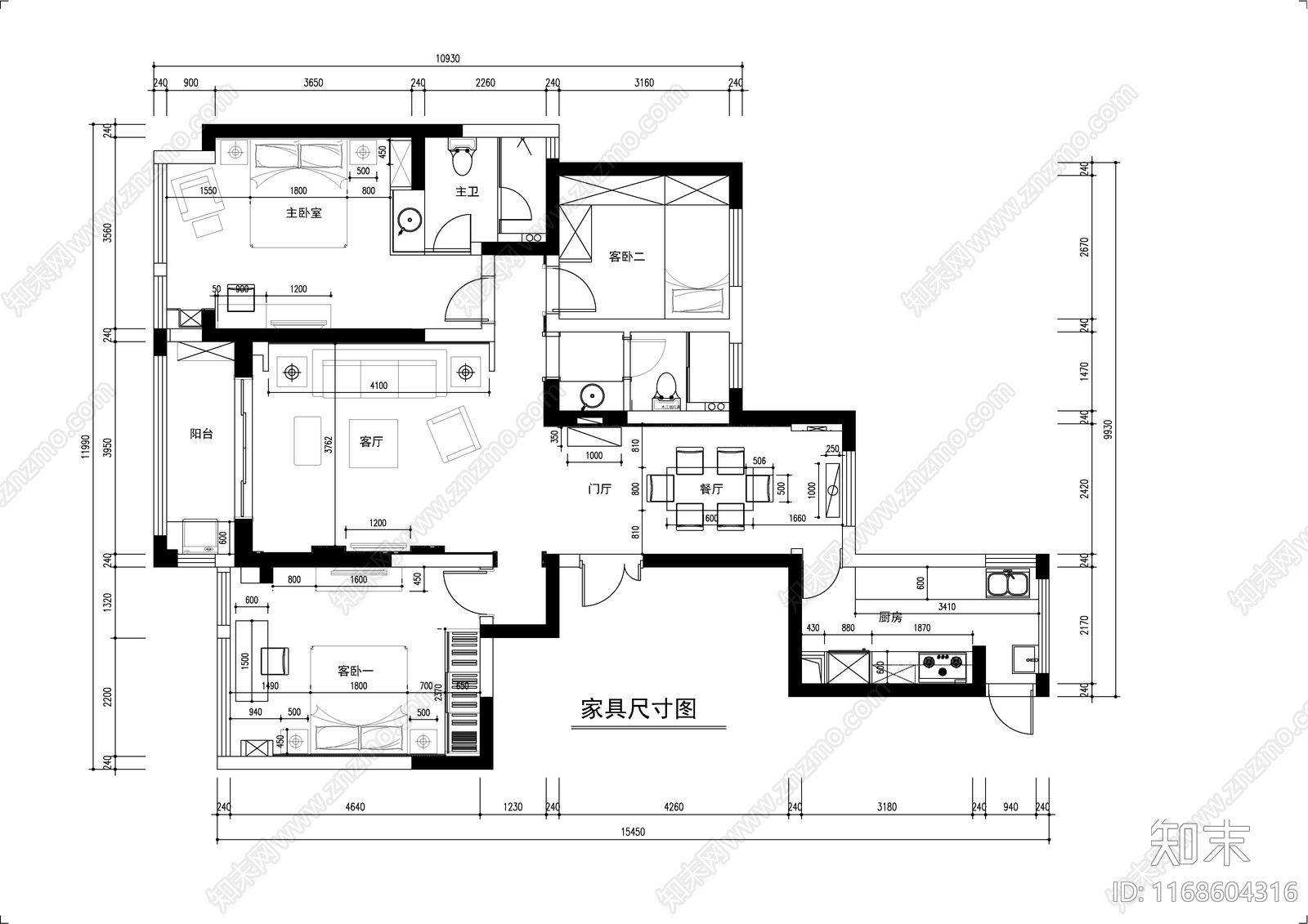 现代轻奢整体家装空间cad施工图下载【ID:1168604316】