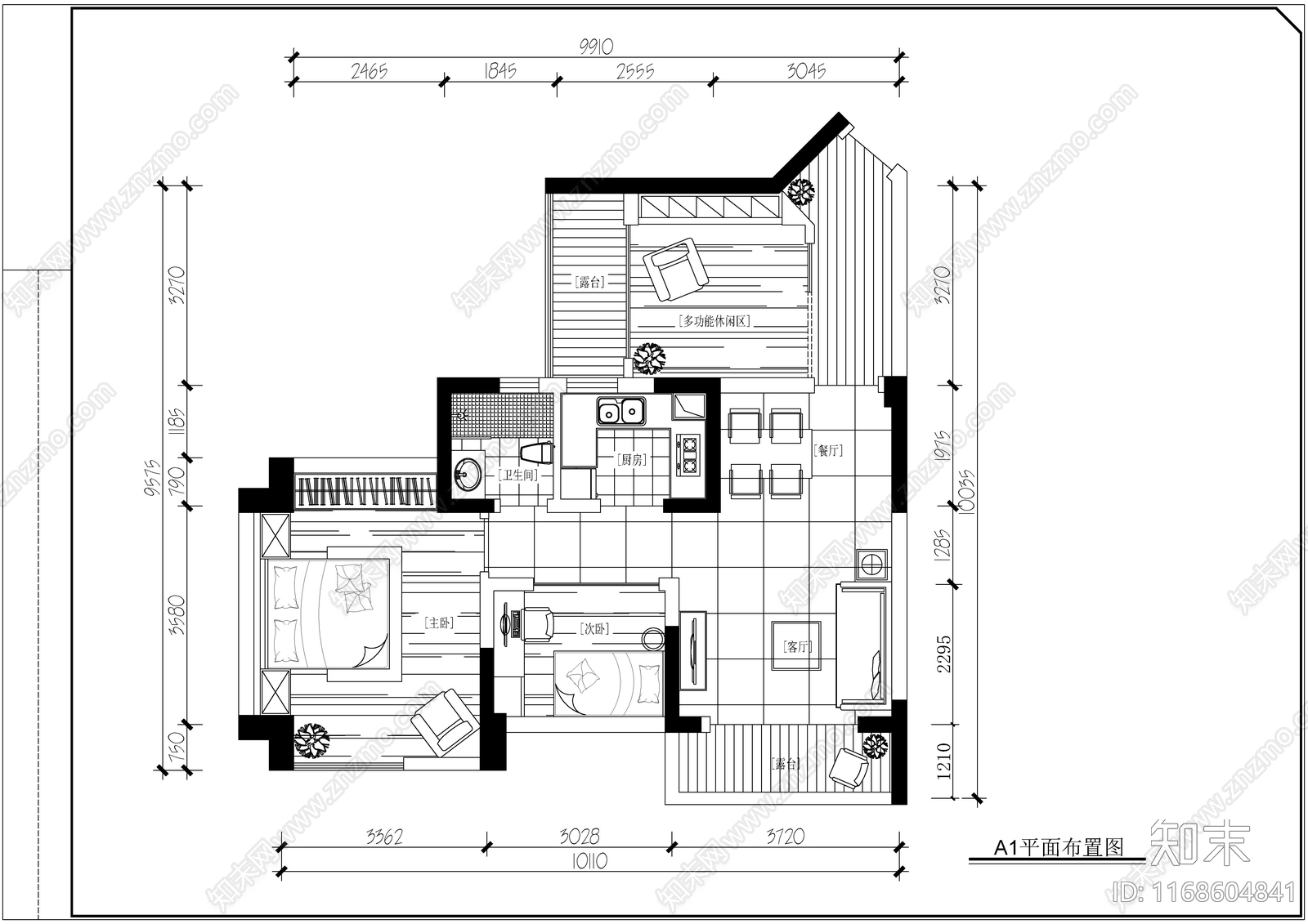 现代轻奢整体家装空间cad施工图下载【ID:1168604841】