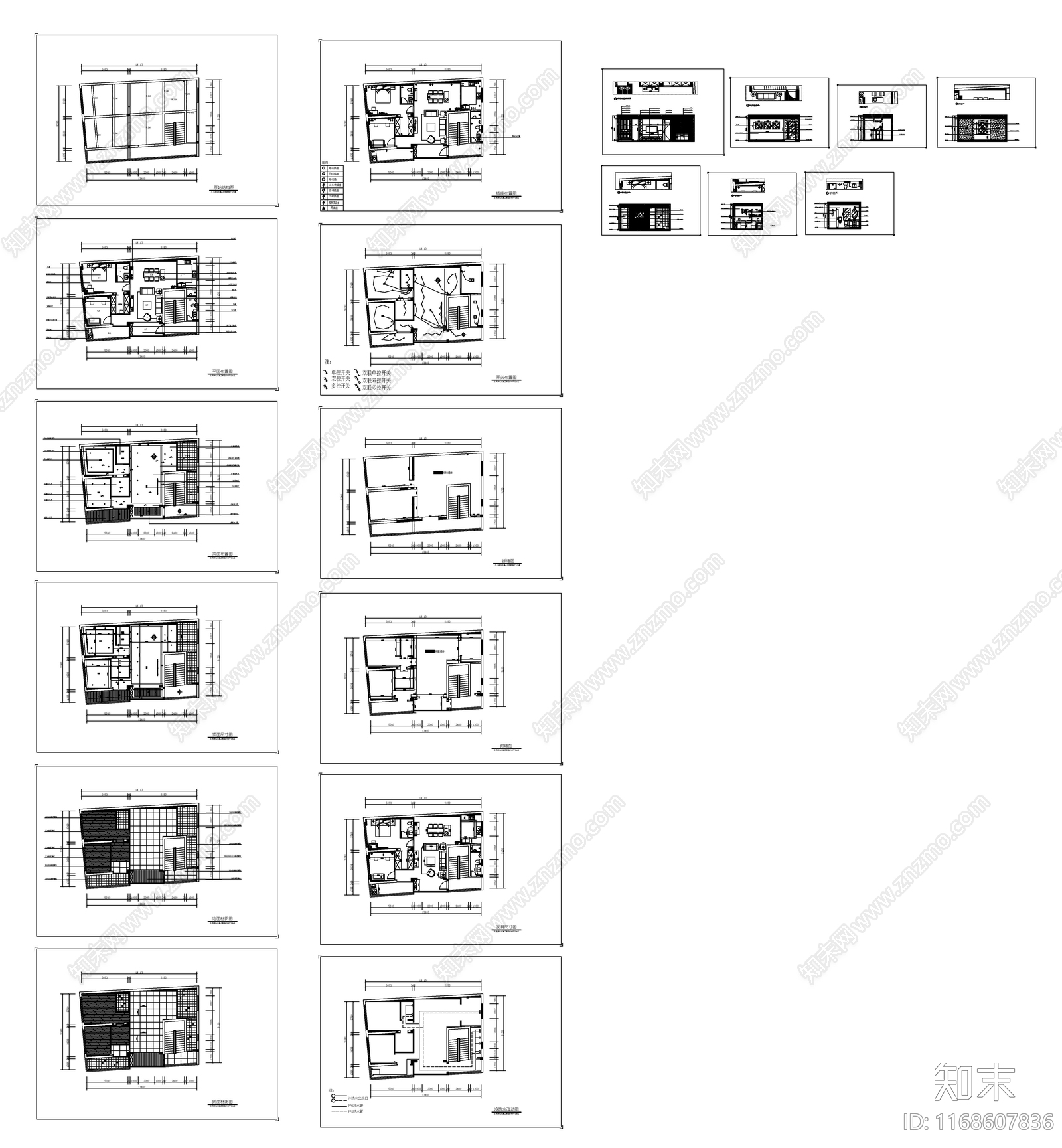 现代轻奢整体家装空间cad施工图下载【ID:1168607836】