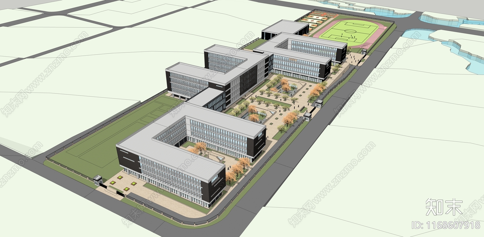 现代学校建筑SU模型下载【ID:1168607918】