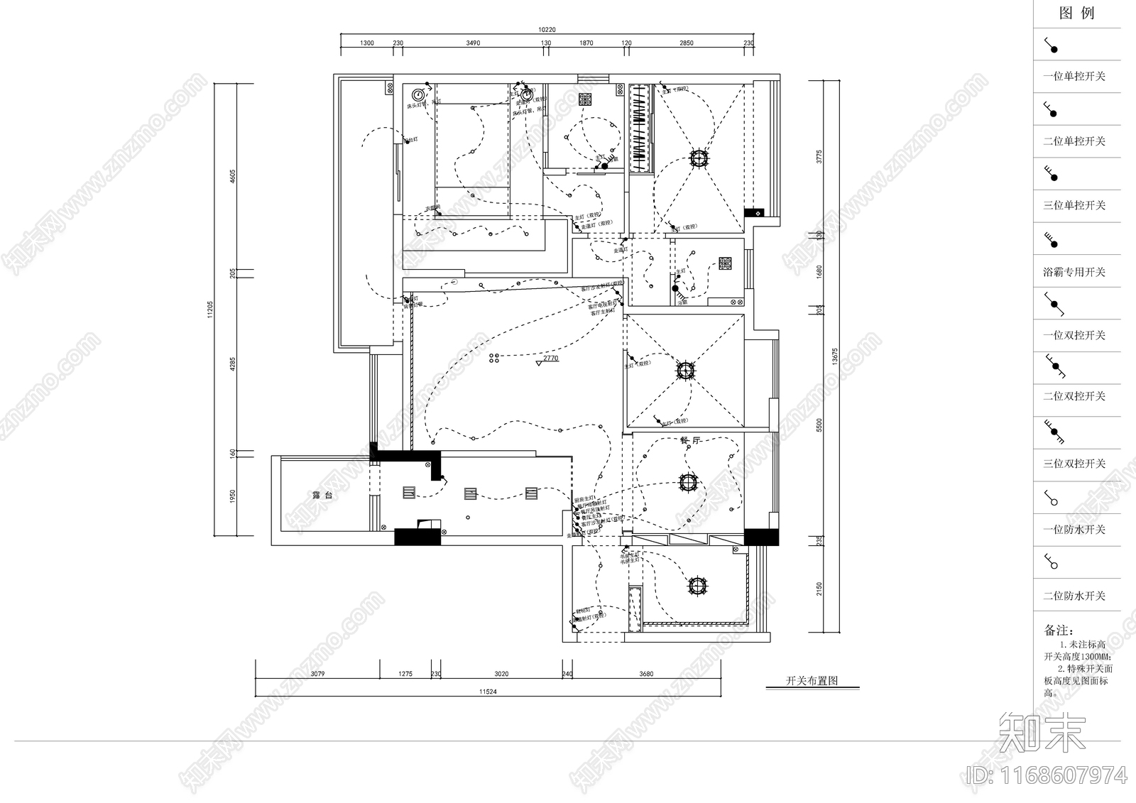 现代轻奢整体家装空间cad施工图下载【ID:1168607974】