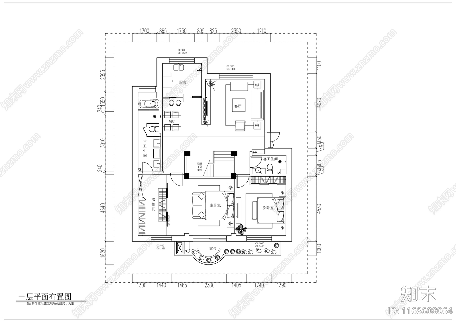 美式欧式整体家装空间cad施工图下载【ID:1168608064】