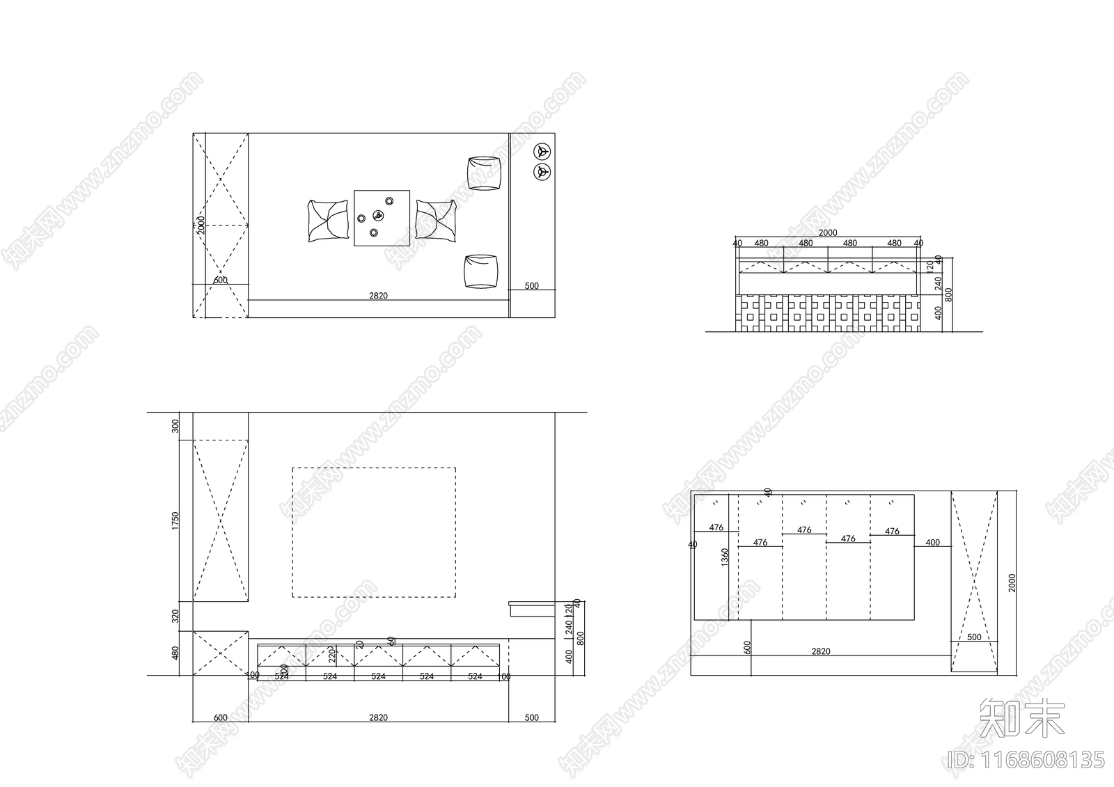 现代轻奢整体家装空间cad施工图下载【ID:1168608135】