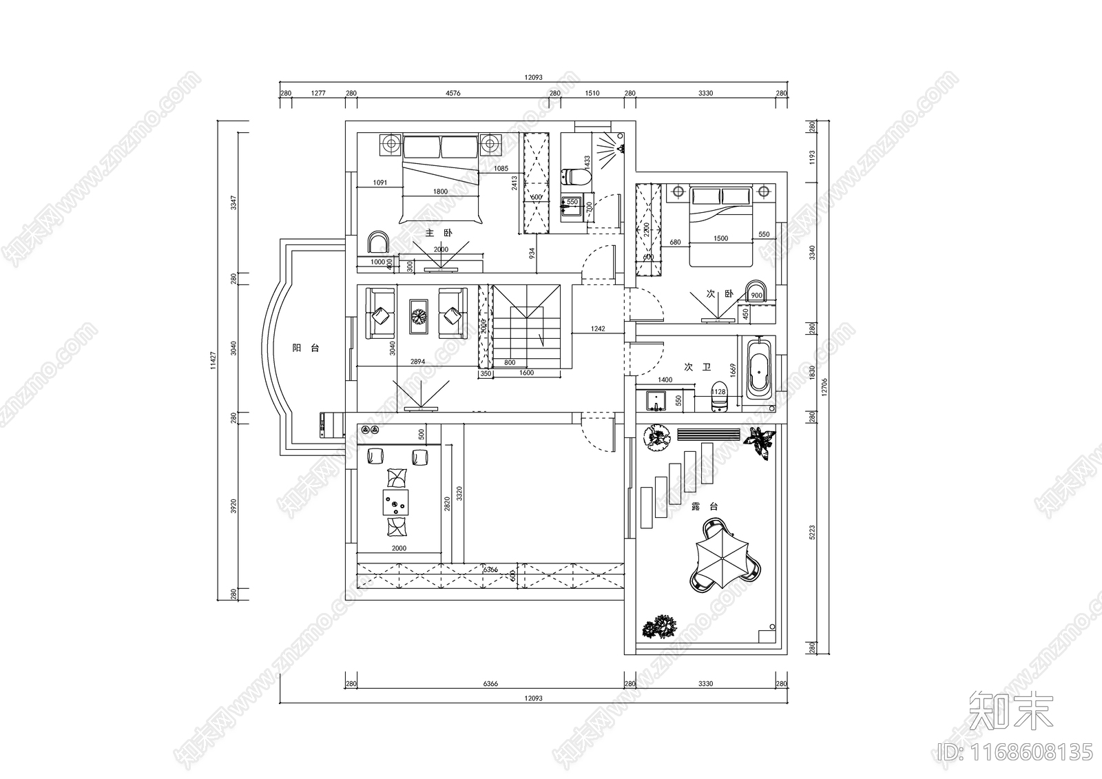 现代轻奢整体家装空间cad施工图下载【ID:1168608135】