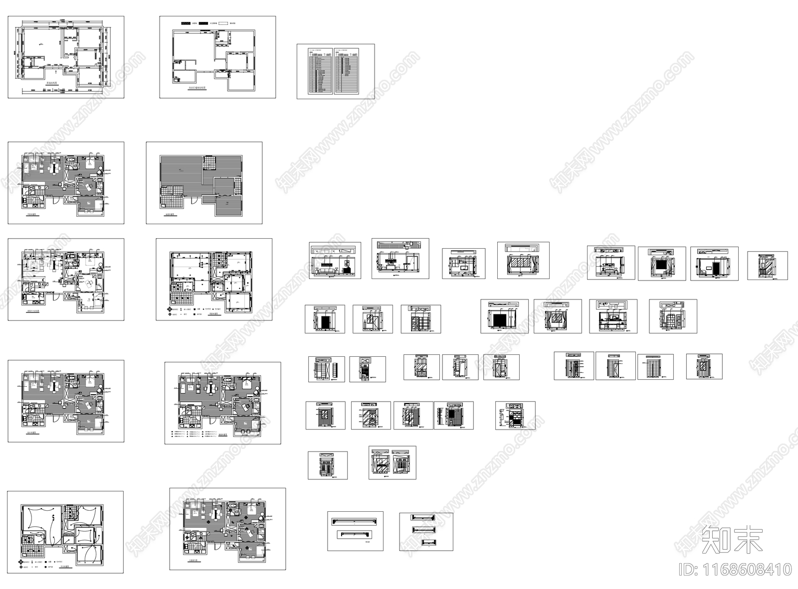 现代轻奢整体家装空间cad施工图下载【ID:1168608410】