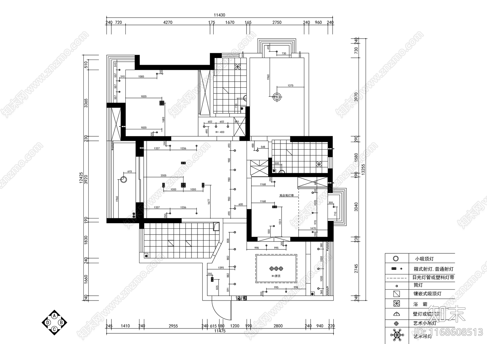 现代轻奢整体家装空间cad施工图下载【ID:1168608513】