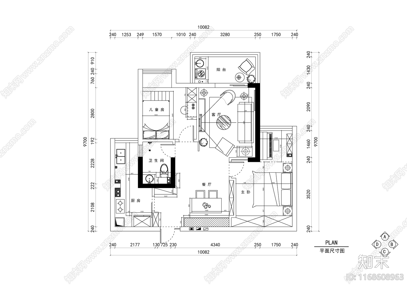 现代轻奢整体家装空间cad施工图下载【ID:1168608963】