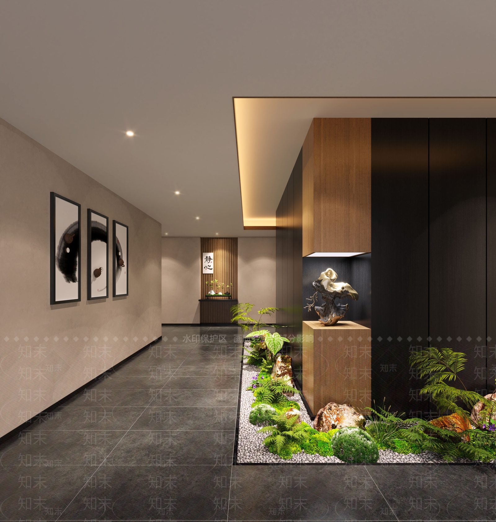 新中式酒店走廊SU模型下载【ID:1168609270】