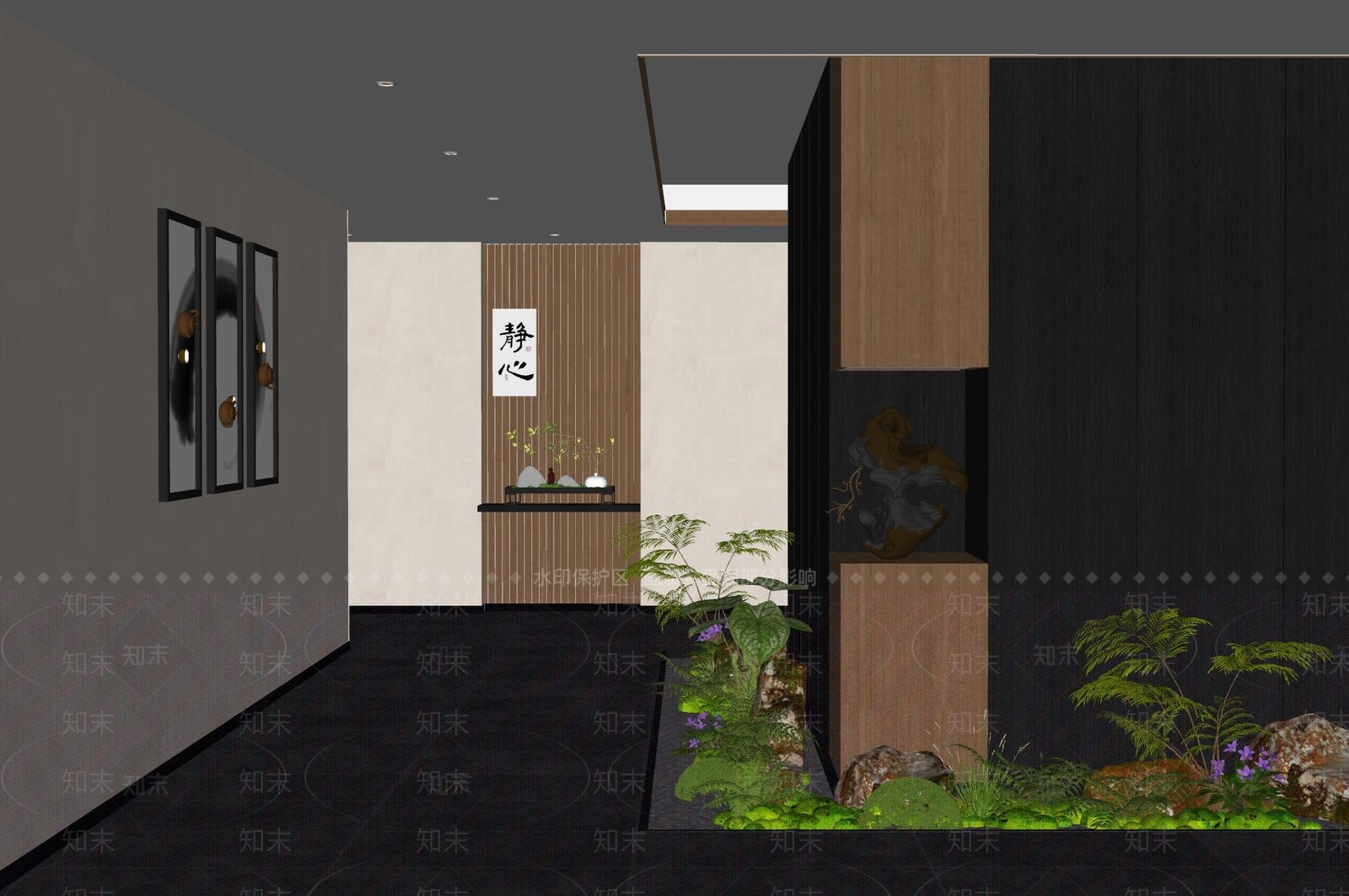 新中式酒店走廊SU模型下载【ID:1168609270】