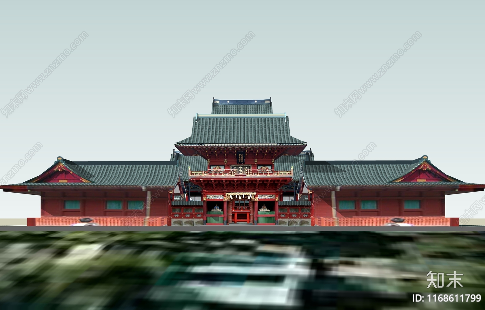 日式复古寺庙建筑SU模型下载【ID:1168611799】