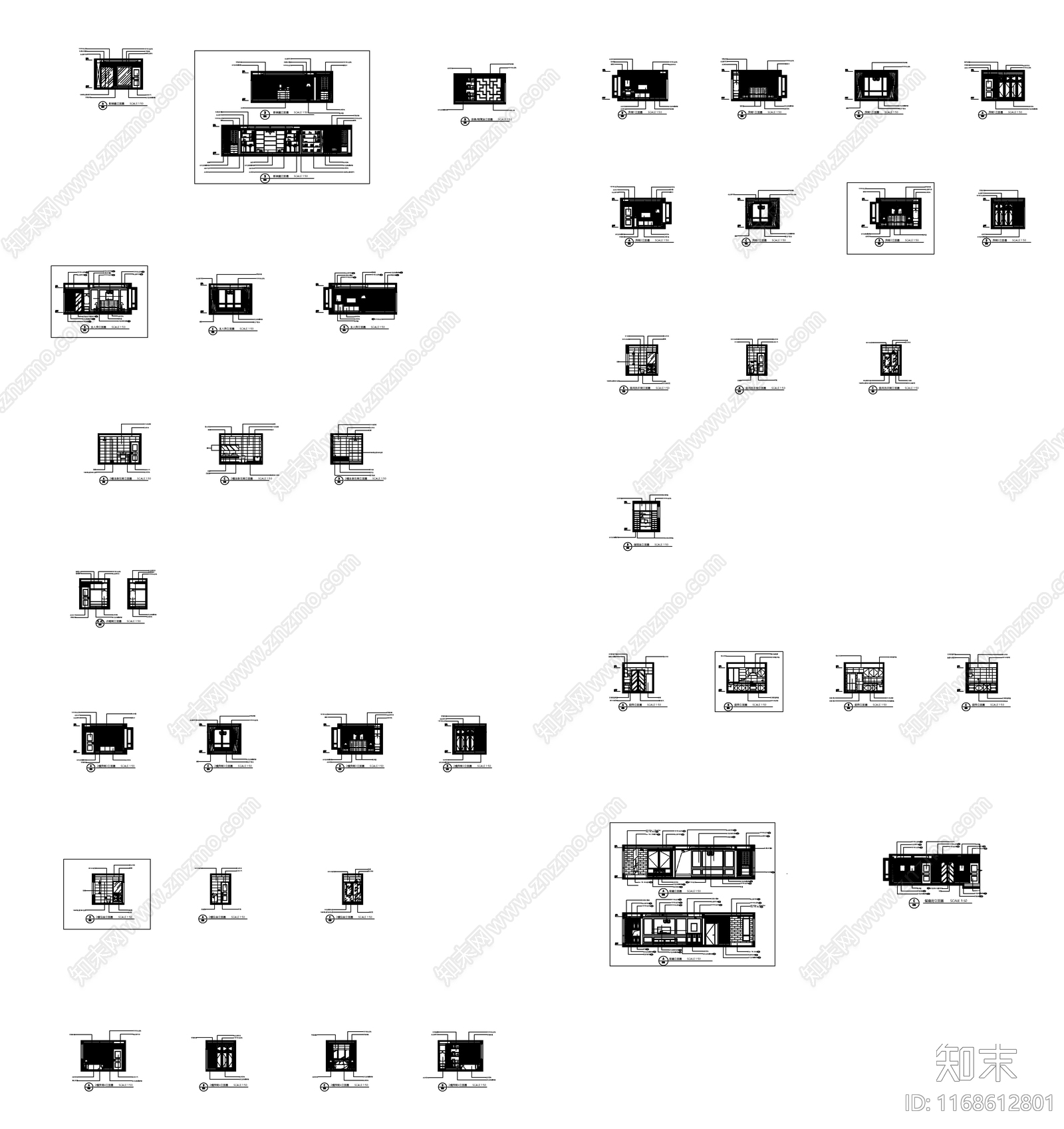 法式欧式整体家装空间cad施工图下载【ID:1168612801】