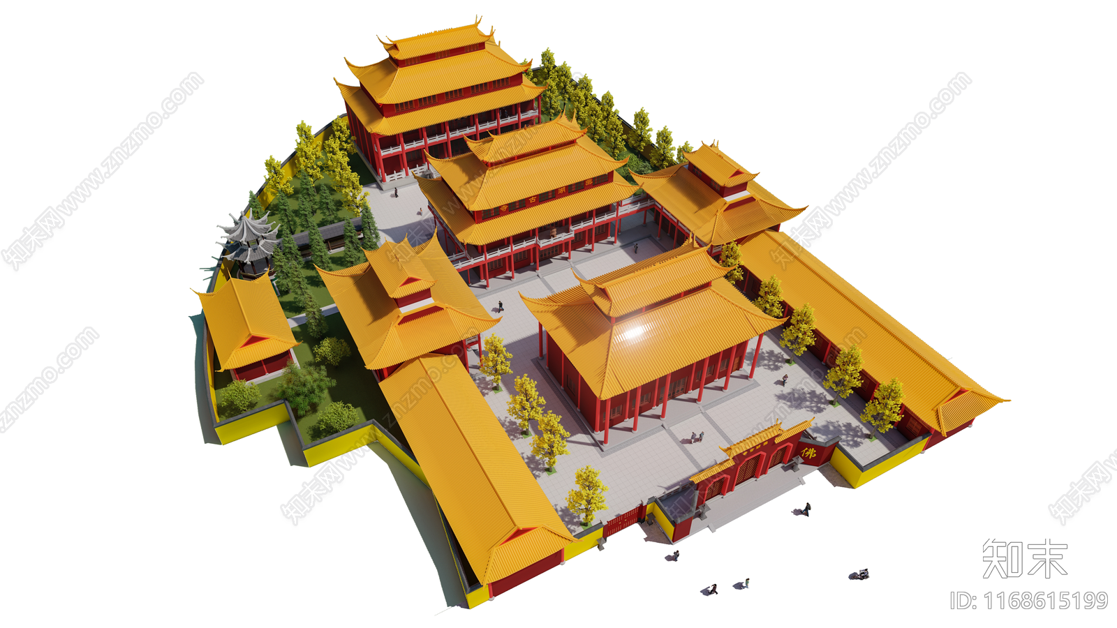 中古禅意寺庙建筑SU模型下载【ID:1168615199】