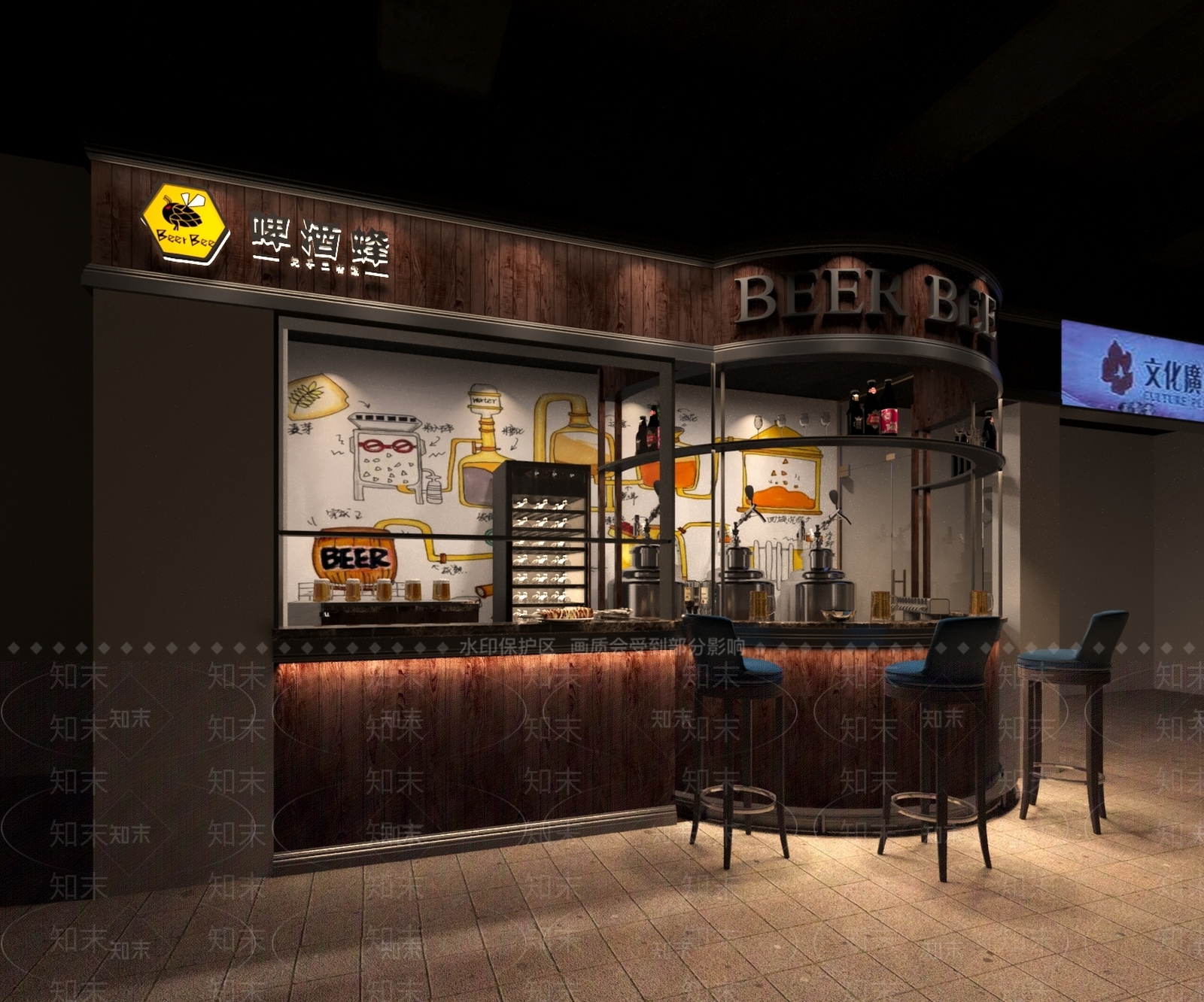 现代美式酒馆3D模型下载【ID:1168618033】