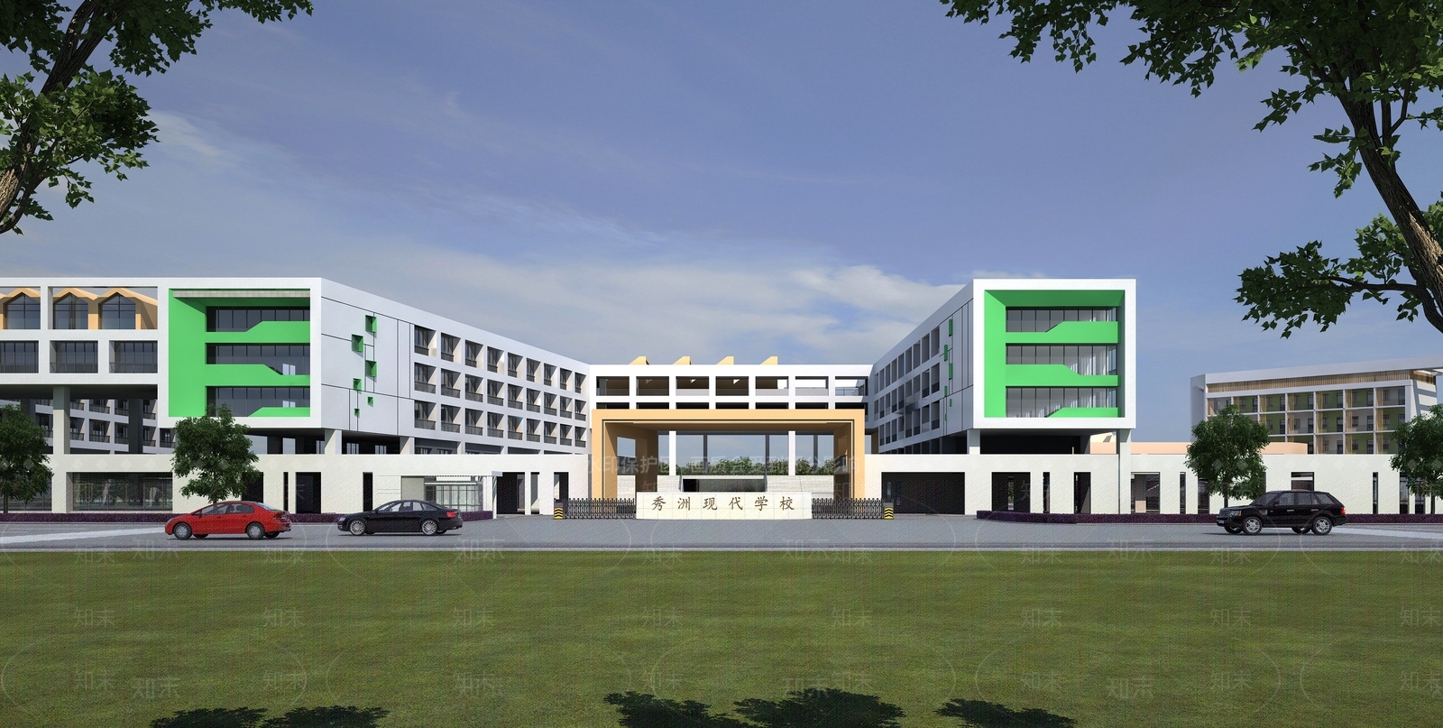 现代学校外观3D模型下载【ID:1168620320】