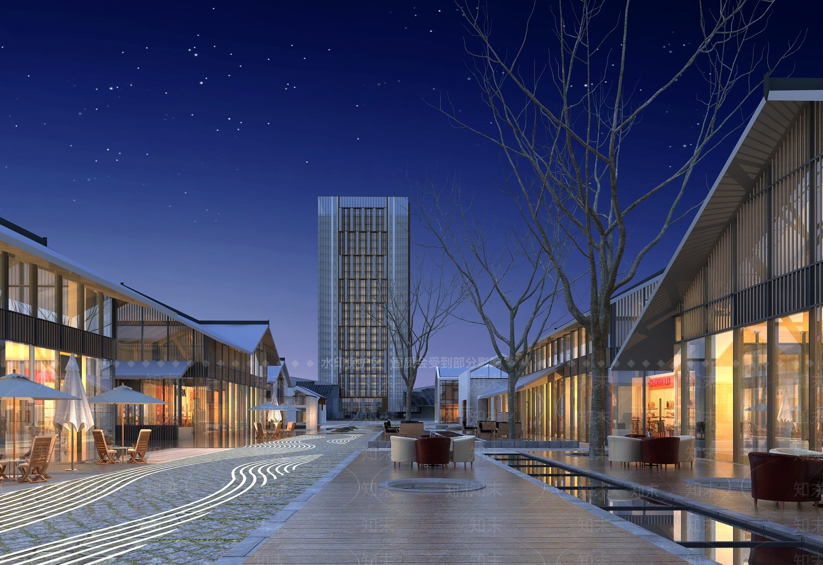现代新中式商业街3D模型下载【ID:1168621415】