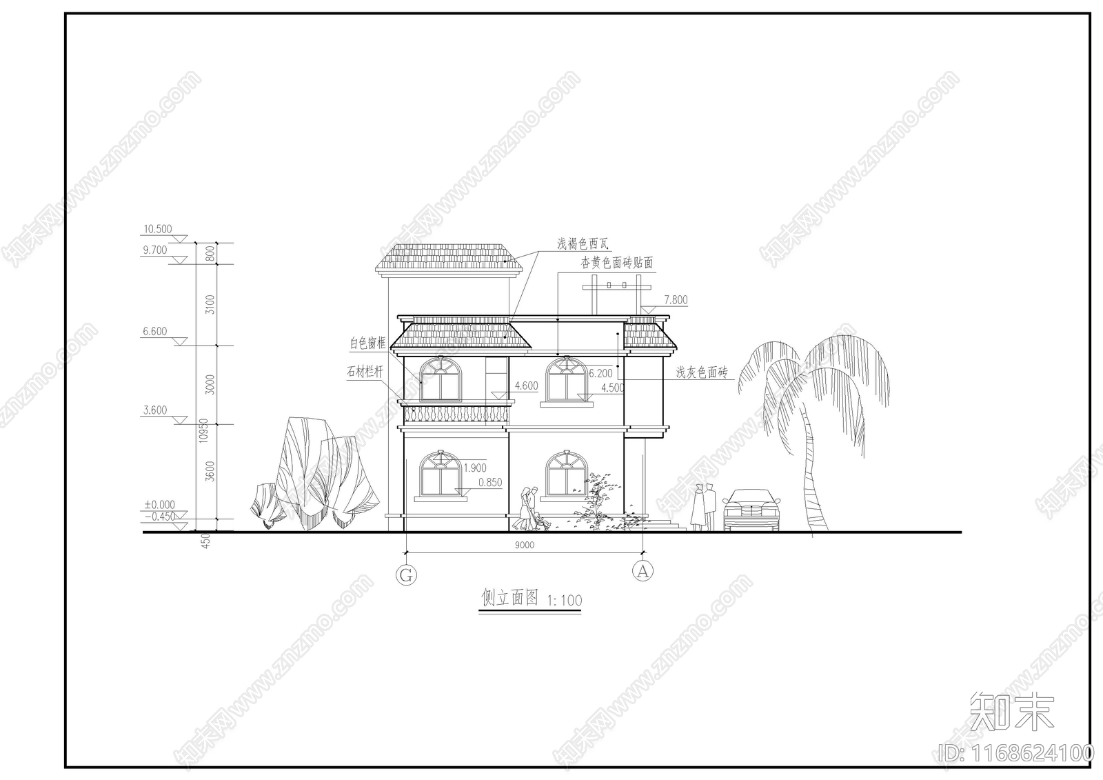 欧式别墅建筑cad施工图下载【ID:1168624100】