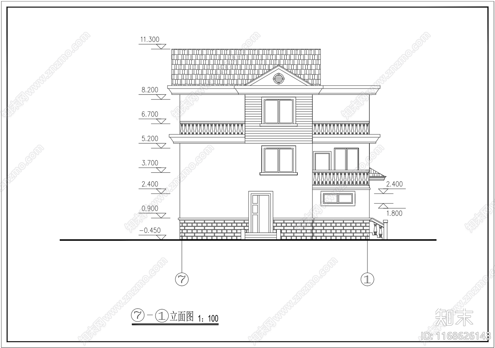 现代别墅建筑cad施工图下载【ID:1168626143】