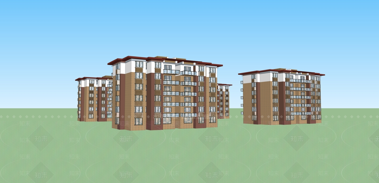 现代多层住宅SU模型下载【ID:1168626965】