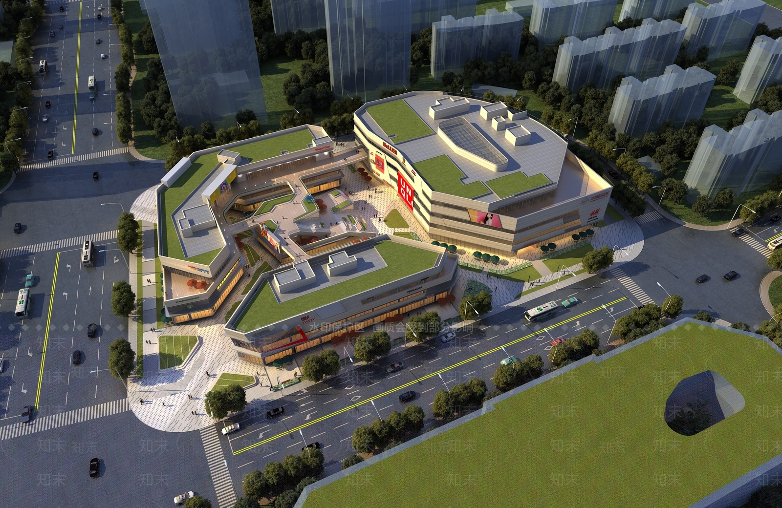 现代商场外观3D模型下载【ID:1168636375】