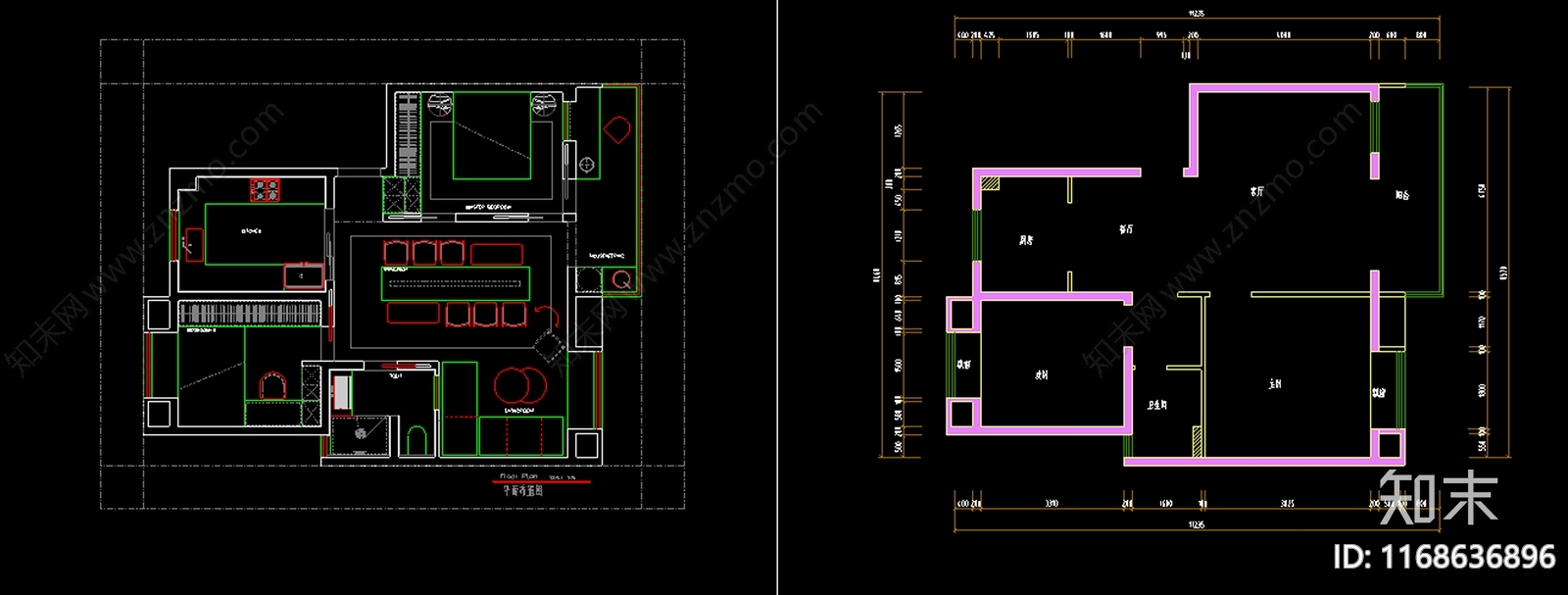 现代整体家装空间cad施工图下载【ID:1168636896】