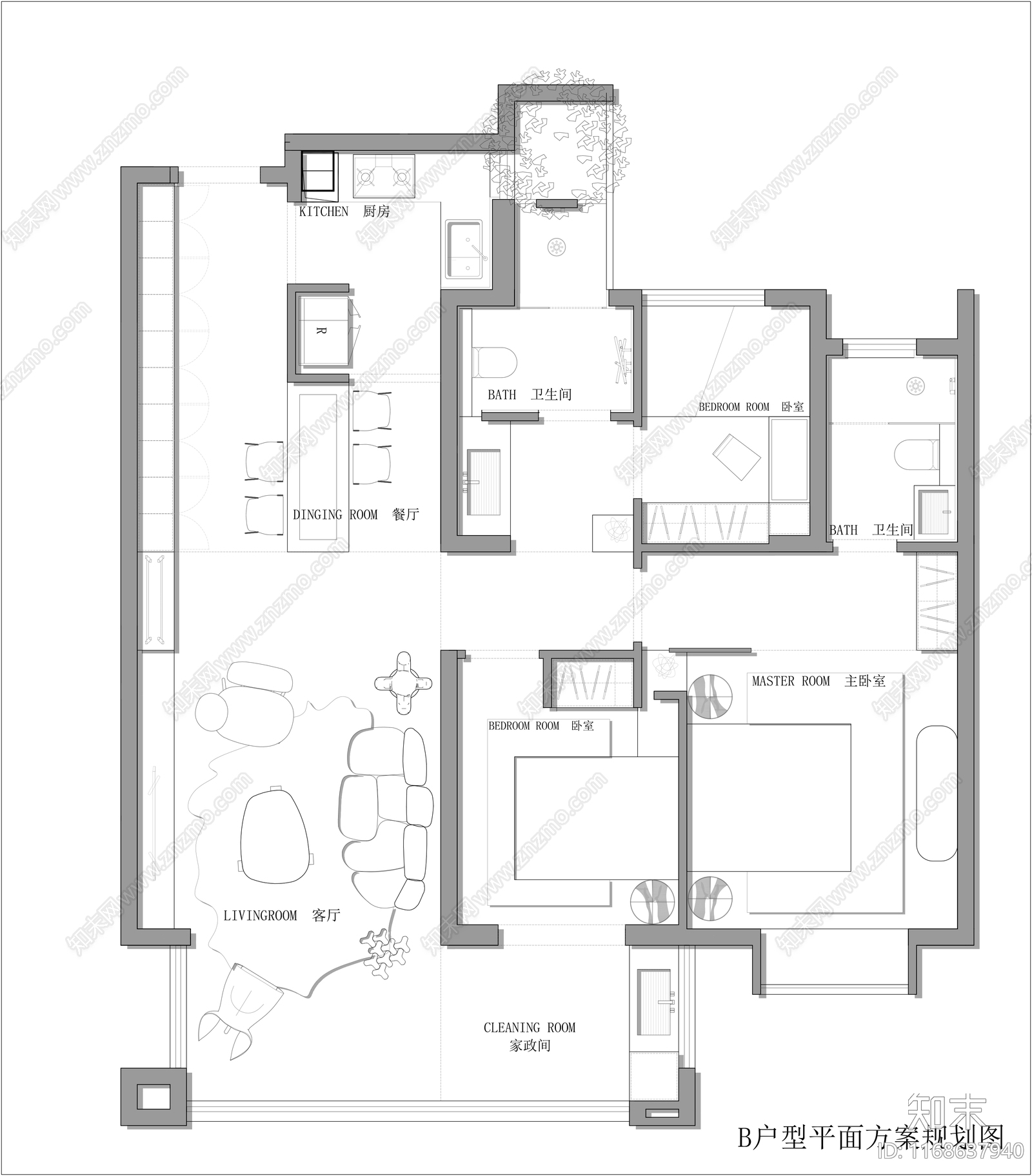 现代整体家装空间cad施工图下载【ID:1168637940】