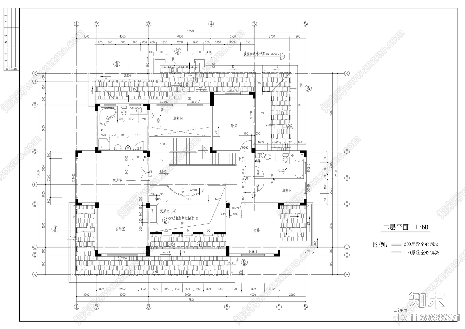 欧式别墅建筑cad施工图下载【ID:1168638371】