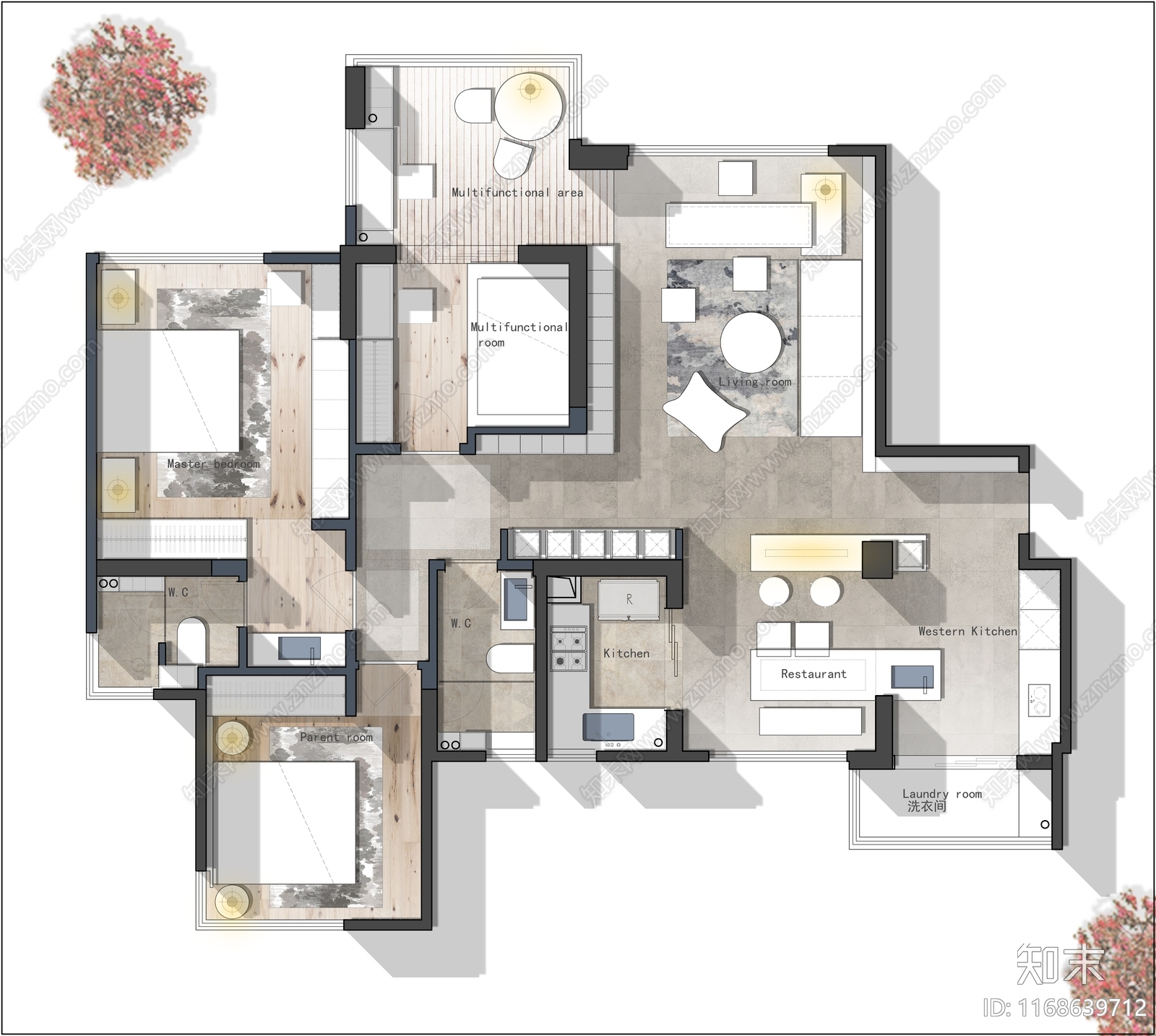 现代整体家装空间cad施工图下载【ID:1168639712】